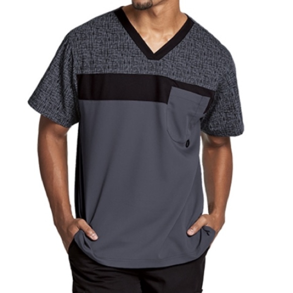 NEW Grey’s Anatomy Active Mens Color Block V Neck Scrub Top